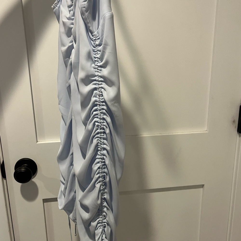 Blue Ruched Mini Dress - Picture 2 of 4